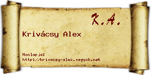 Krivácsy Alex névjegykártya